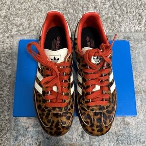 Adidas Sambas Leopard Print Sneakers - Orange and Brown